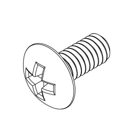 Line drawing of a screw on a white background